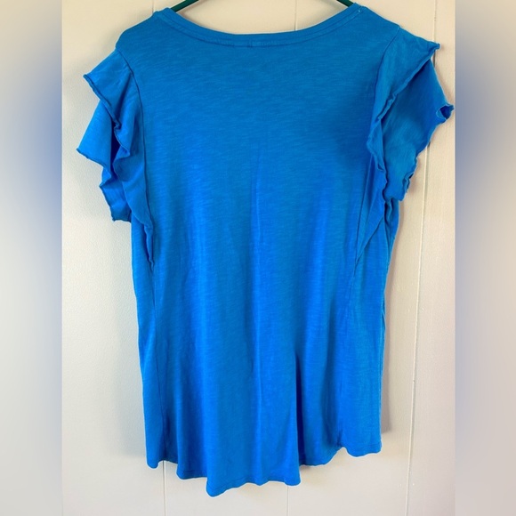 Blue Ruffle Sleeve Women's Cato Top, Size L - Picture 5 of 5